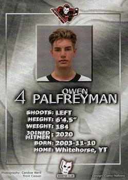 2020-21 Calgary Hitmen (WHL) Booster Club #NNO Owen Palfreyman Back