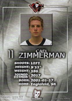 2020-21 Calgary Hitmen (WHL) Booster Club #NNO Cael Zimmerman Back