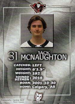 2020-21 Calgary Hitmen (WHL) Booster Club #NNO Jack McNaughton Back