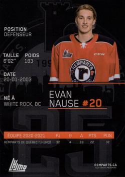2021-22 Quebec Remparts (QMJHL) #NNO Evan Nause Back