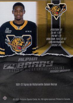 2021-22 Extreme Victoriaville Tigres (QMJHL) - Autographs Bronze #18 Alpha Barry Back