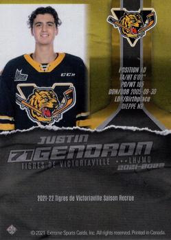 2021-22 Extreme Victoriaville Tigres (QMJHL) - Autographs Gold #16 Justin Gendron Back