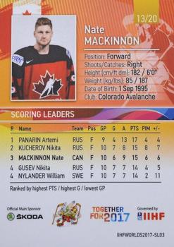 2017 BY Cards IIHF World Championship: Scoring Leaders #SL03 Nathan MacKinnon Back