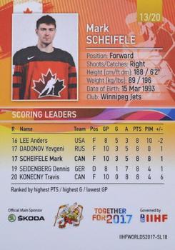 2017 BY Cards IIHF World Championship: Scoring Leaders #SL18 Mark Scheifele Back