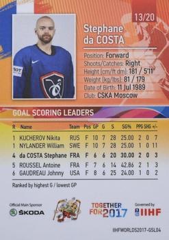 2017 BY Cards IIHF World Championship: Goal Scoring Leaders #GSL04 Stephane Da Costa Back