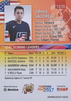 2017 BY Cards IIHF World Championship: Goal Scoring Leaders #GSL06 Johnny Gaudreau Back
