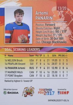 2017 BY Cards IIHF World Championship: Goal Scoring Leaders #GSL16 Artemi Panarin Back