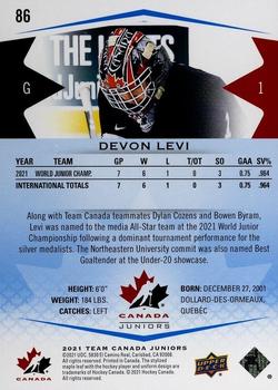 2021-22 Upper Deck Team Canada Juniors - Blue #86 Devon Levi Back