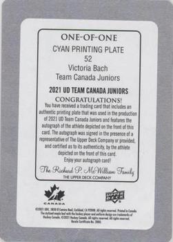 2021-22 Upper Deck Team Canada Juniors - Printing Plates Cyan #52 Victoria Bach Back