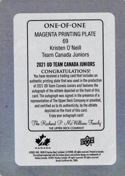 2021-22 Upper Deck Team Canada Juniors - Printing Plates Magenta #69 Kristin O'Neill Back