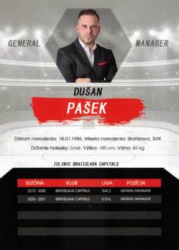 2021-22 Bratislava Capitals (ICEHL) #NNO Dusan Pasek Back