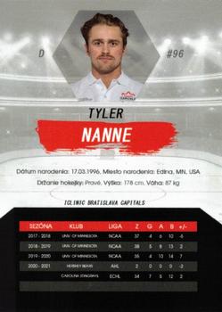 2021-22 Bratislava Capitals (ICEHL) #NNO Tyler Nanne Back