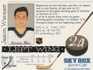 1995-96 Tampa Bay Lightning Photo Album Cards #NNO Jason Wiemer Back