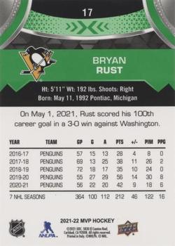 2021-22 Upper Deck MVP - Green Script #17 Bryan Rust Back