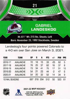 2021-22 Upper Deck MVP - Green Script #21 Gabriel Landeskog Back