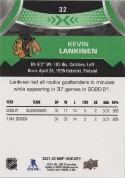2021-22 Upper Deck MVP - Green Script #32 Kevin Lankinen Back