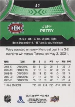 2021-22 Upper Deck MVP - Green Script #42 Jeff Petry Back