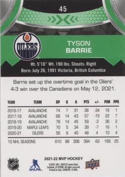 2021-22 Upper Deck MVP - Green Script #45 Tyson Barrie Back