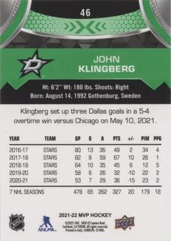 2021-22 Upper Deck MVP - Green Script #46 John Klingberg Back