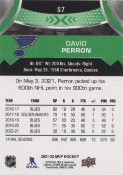 2021-22 Upper Deck MVP - Green Script #57 David Perron Back