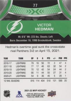 2021-22 Upper Deck MVP - Green Script #77 Victor Hedman Back