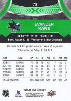 2021-22 Upper Deck MVP - Green Script #78 Evander Kane Back