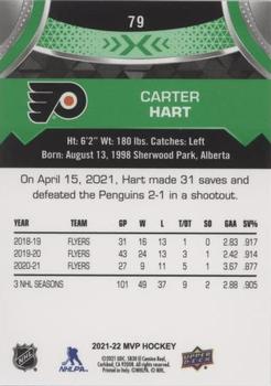 2021-22 Upper Deck MVP - Green Script #79 Carter Hart Back