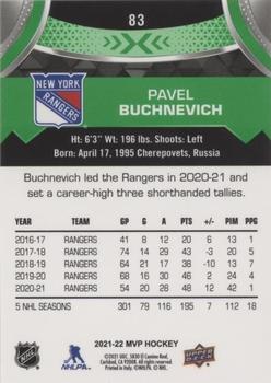 2021-22 Upper Deck MVP - Green Script #83 Pavel Buchnevich Back