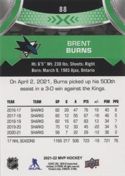 2021-22 Upper Deck MVP - Green Script #88 Brent Burns Back