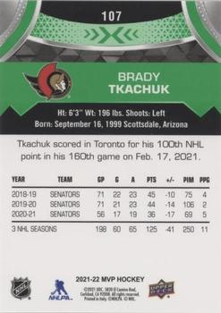 2021-22 Upper Deck MVP - Green Script #107 Brady Tkachuk Back