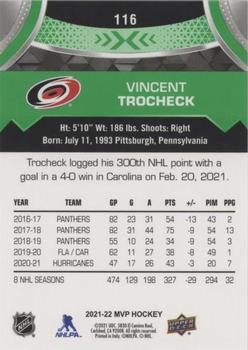 2021-22 Upper Deck MVP - Green Script #116 Vincent Trocheck Back