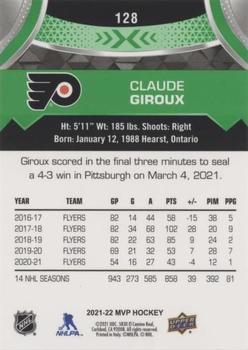 2021-22 Upper Deck MVP - Green Script #128 Claude Giroux Back