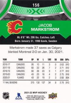 2021-22 Upper Deck MVP - Green Script #156 Jacob Markstrom Back