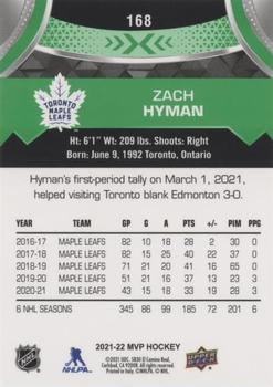 2021-22 Upper Deck MVP - Green Script #168 Zach Hyman Back