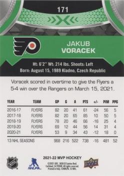 2021-22 Upper Deck MVP - Green Script #171 Jakub Voracek Back