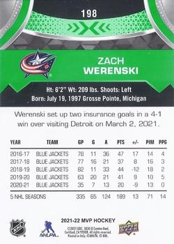 2021-22 Upper Deck MVP - Green Script #198 Zach Werenski Back