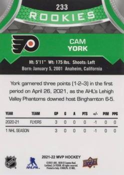 2021-22 Upper Deck MVP - Green Script #233 Cameron York Back