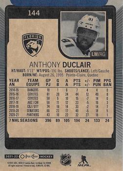 2021-22 O-Pee-Chee - Blue Border #144 Anthony Duclair Back
