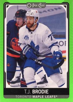 2021-22 O-Pee-Chee - Neon Green Border #350 T.J. Brodie Front