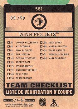 2021-22 O-Pee-Chee - Neon Green Border #581 Winnipeg Jets Back