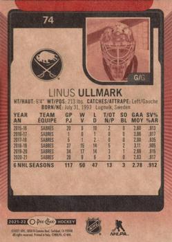 2021-22 O-Pee-Chee - Red Border #74 Linus Ullmark Back