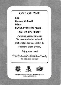 2021-22 O-Pee-Chee - Printing Plates Black #583 Connor McDavid Back