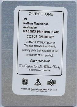 2021-22 O-Pee-Chee - Retro Printing Plates Magenta #19 Nathan MacKinnon Back