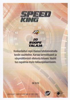 2021-22 Cardset Finland - Speed King #SK 12 Roope Talaja Back