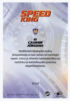 2021-22 Cardset Finland - Speed King #SK 13 Casimir Jurgens Back