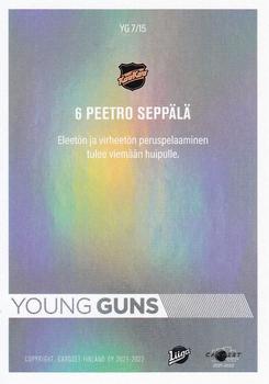 2021-22 Cardset Finland - Young Guns #YG 7 Peetro Seppälä Back