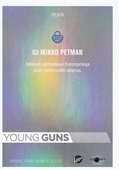 2021-22 Cardset Finland - Young Guns #YG 9 Mikko Petman Back