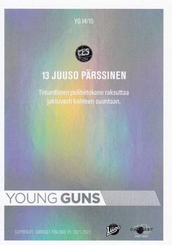2021-22 Cardset Finland - Young Guns #YG 14 Juuso Pärssinen Back