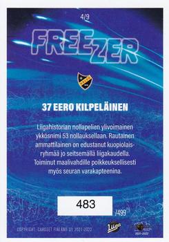2021-22 Cardset Finland - Freezer Blue #4 Eero Kilpeläinen Back