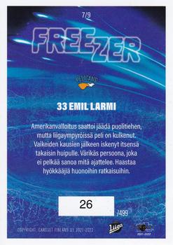 2021-22 Cardset Finland - Freezer Blue #7 Emil Larmi Back